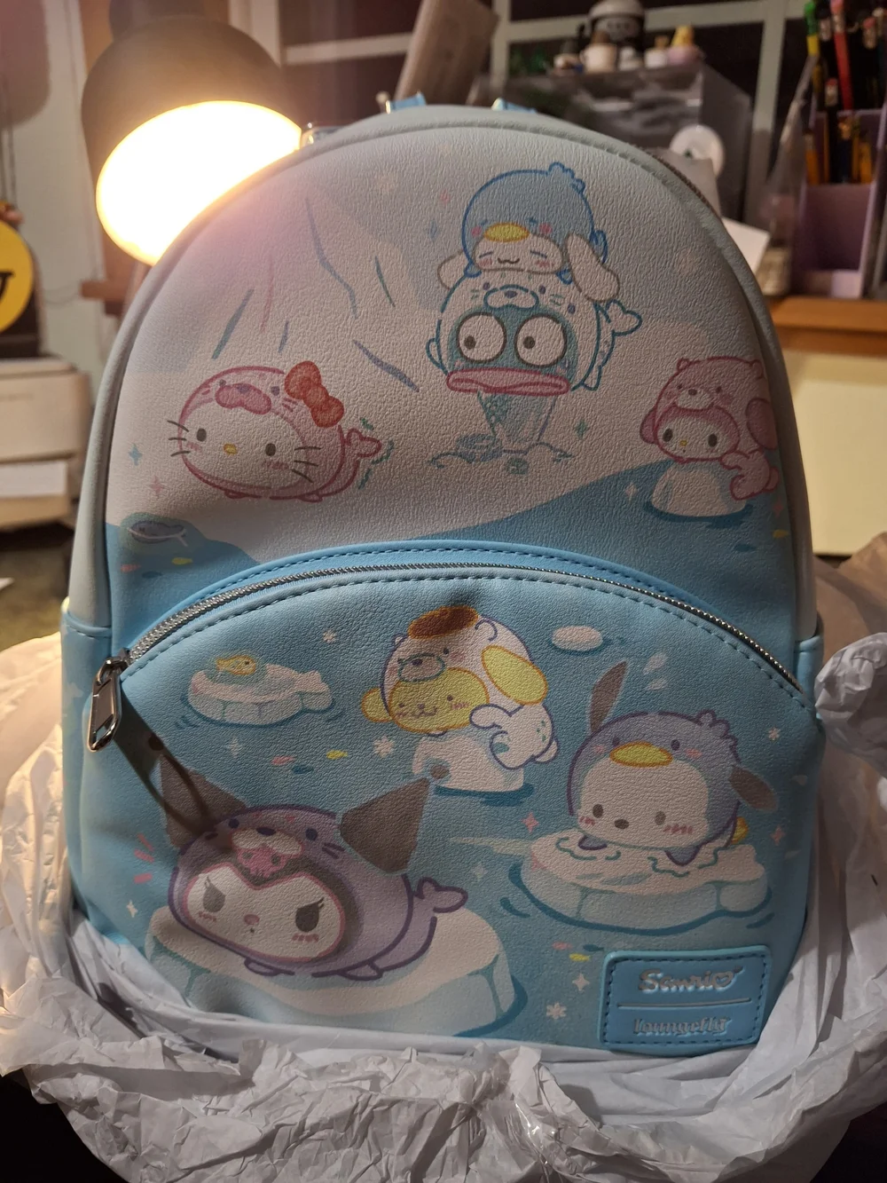 Sanrio Light Blue Cute Character Mini Backpack with Pastel Accents